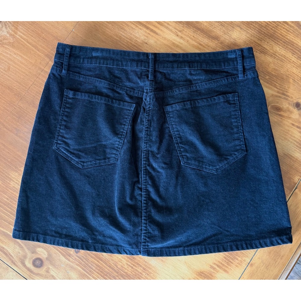 Old Navy Womens Black Corduroy High Rise Mini Skirt Button Fly Size 12 - Picture 3 of 6